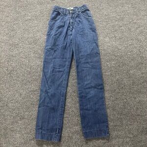 Palmetto's Jeans Womens Size 1 Blue Pinstripe High Waisted Straight Leg USA Made